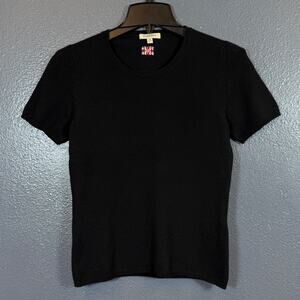Burberry London XS women’s black 100% CASHMERE crew neck t-shirt top